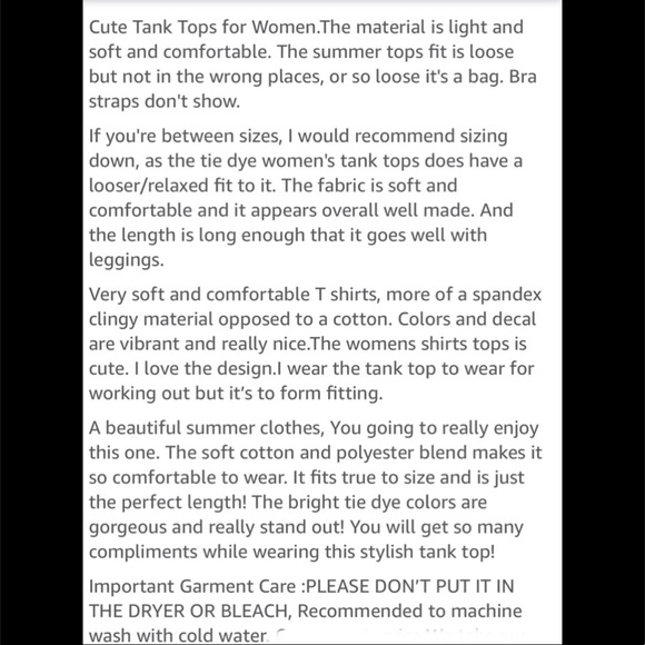 NWT Gorgeous Tie Dye casual loose fitting sleeveless top by ETCYY in large - Picture 4 of 5